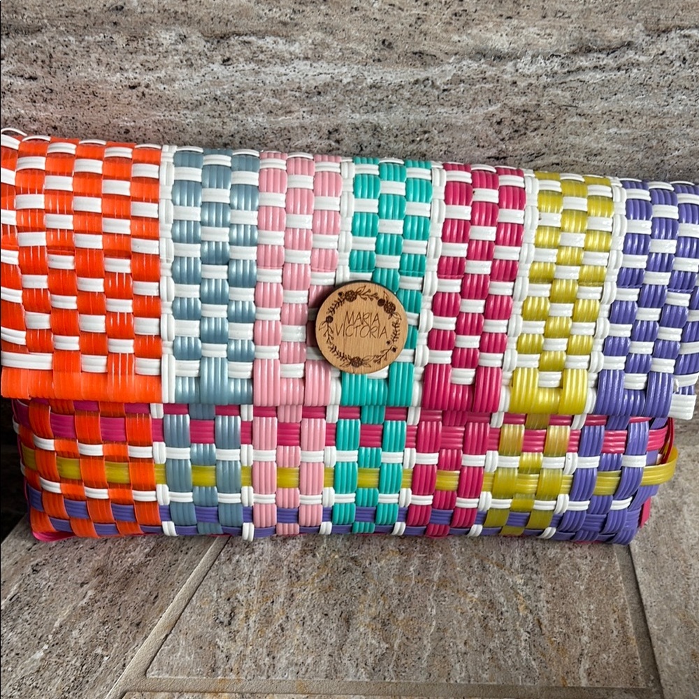 Colorful Woven Clutch by Maria Victoria